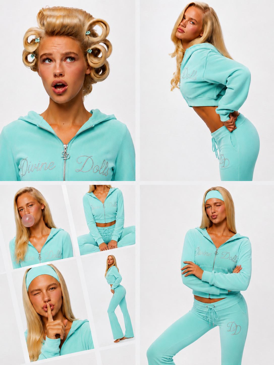 Iconic Velour Tracksuit (Aqua)